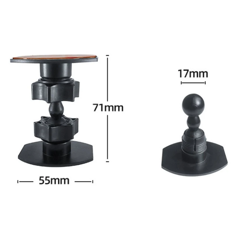 17mm Dual Ball Connect Holder Two-end Rotating Head Glue Tape Base Mobile Phone Bracket Car Windshield Wall Bath Phone Holder