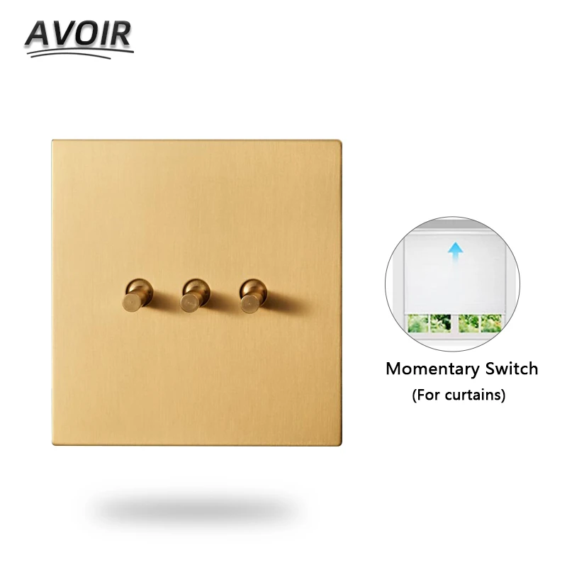 Avoir Wall Socket Light Switch Golden Retro Lever Toggle Switch Decoration Ceiling Fan Dimmer Switch Electrical Outlets 220V