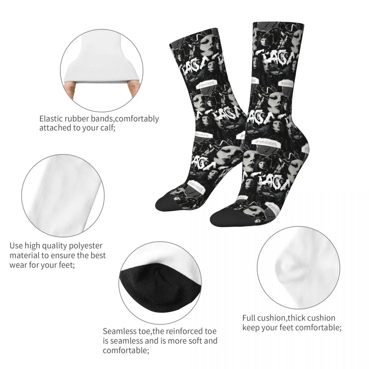 All Seasons Crew Stockings Lady Gaga Mayhem Album Socks Fashion Long Socks Accessories for Men Women Gifts