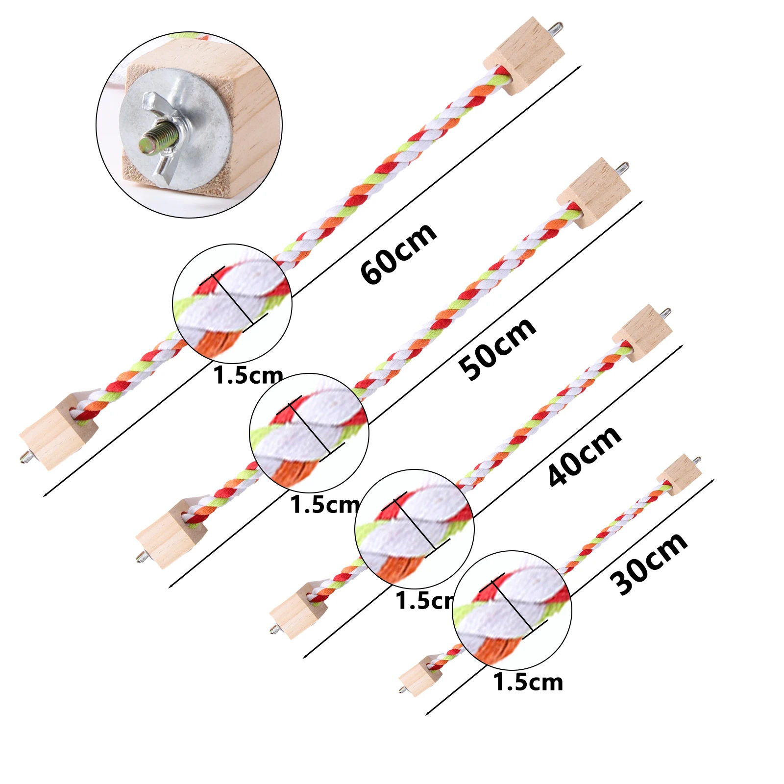 Pet Bird Bite Toys Parrot Color Cotton Rope Toys Elastic Parrot Climbing Toys Sturdy Bird Swing Harness Cage Pet Toy Swing Stand
