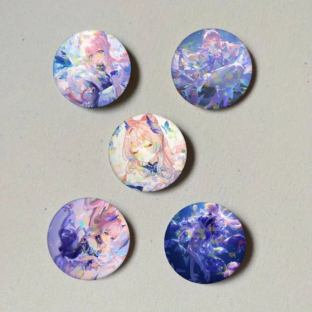 Genshin Impact Sangonomiya Kokomi Laser Button Pins Backpack Clothing Decor Brooch Fiction Badge Jewelry Gifts