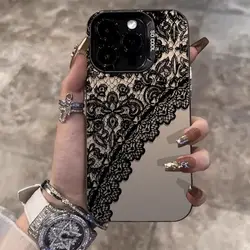 Line lace Drop Proof shockproof Matte Phone Case For iPhone 16 15 14 13 12 11 Pro Max XR XS MAX 7 8 PLUS MINI Y2K Acrylic Cover