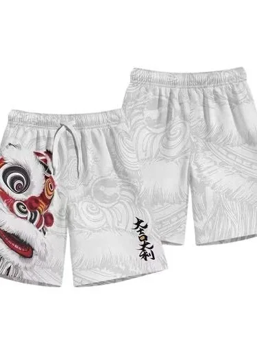 Casual Sporty Men's Short Pants Loose Fit Five-Quarter Length Summer Fashion Brand Home Leisure Sleepwear Traditional Chinese...