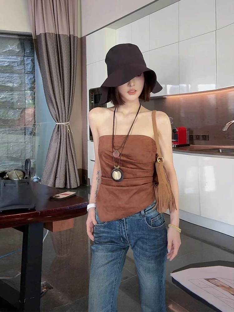 

FORNIYOYO Slim Fit A4 Waist Crop Top Strapl Bustier Sexy oulder Bared Casual Sle Women's Vest Tank Top