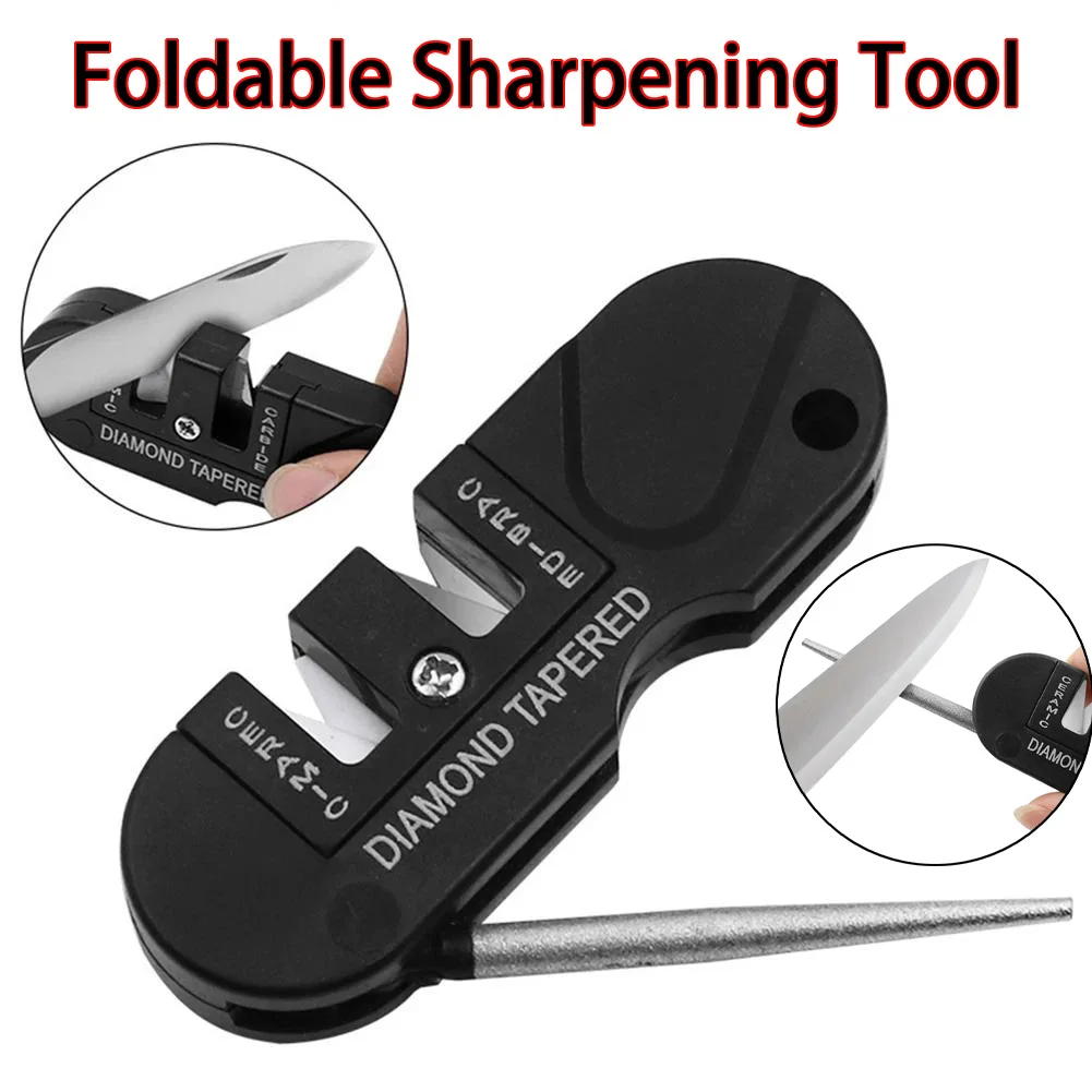 Foldable 2-in-1 Knife Sharpener, Portable Blade Pocket Size Sharpener for Kitchen, Outdoor Camping, Hiking and Daily Use