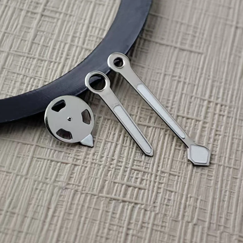 NH35 핸즈 실버 엣지 화이트 오일 그린 발광 포인터, NH35/NH36/4R/7S 무브먼트 시계 부품에 적합, 새로운 맞춤형 핸즈