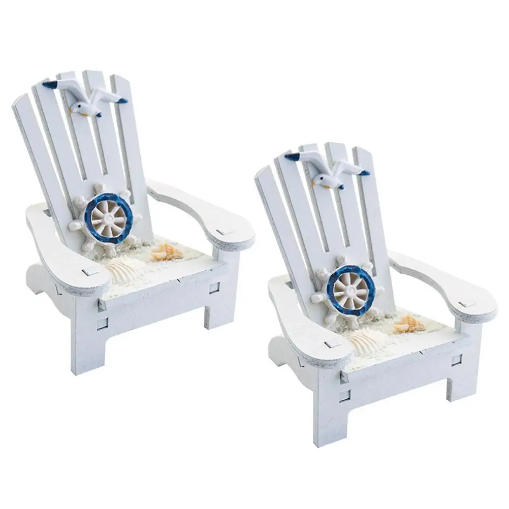 

2 Pcs Miniature Beach Chairs Decorative Ocean Theme Coastal Home Furniture Dollhouse Child Room Adornment Mediterranean