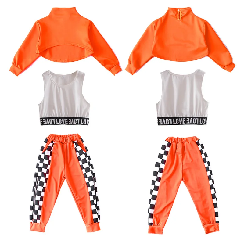 Moderne Jazz Performance Kleding Kids Kpop Stage Wear Rave Outfit Kids Hiphop Kleding Meisjes Jazz Dance Kostuum Neon Groene Crop