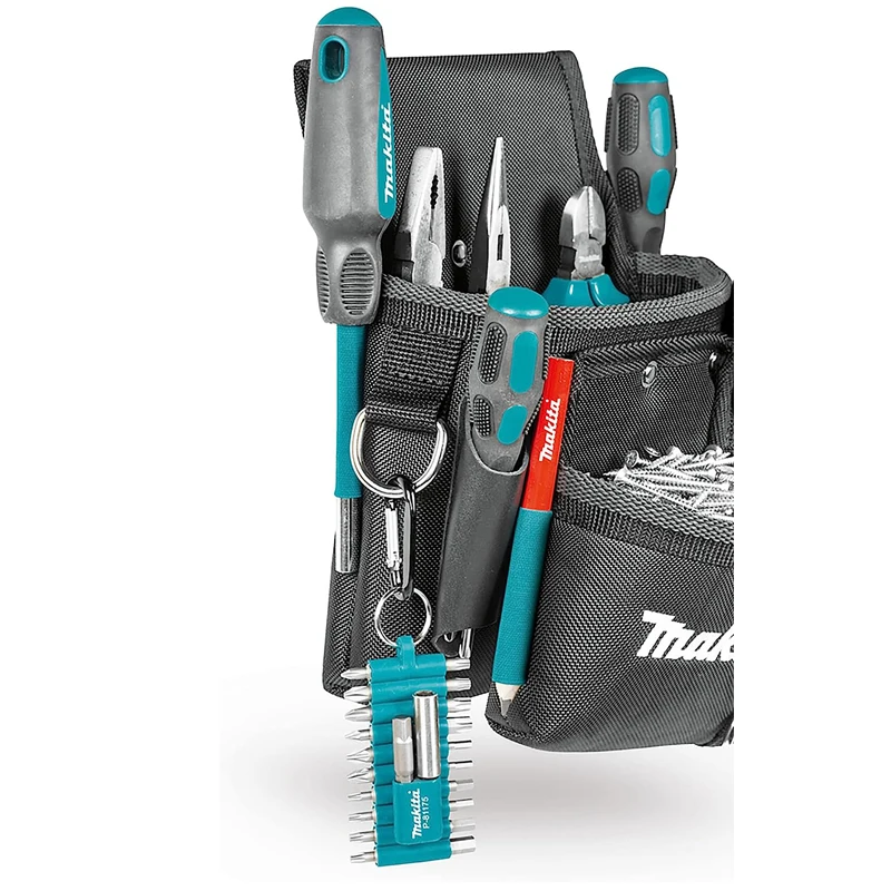 Makita E-15198 Ultimate 2 Pocket Fixing Pouch 2 Large Front Pockets 4 Long Elastic Loop Tool Holders 3L Technology