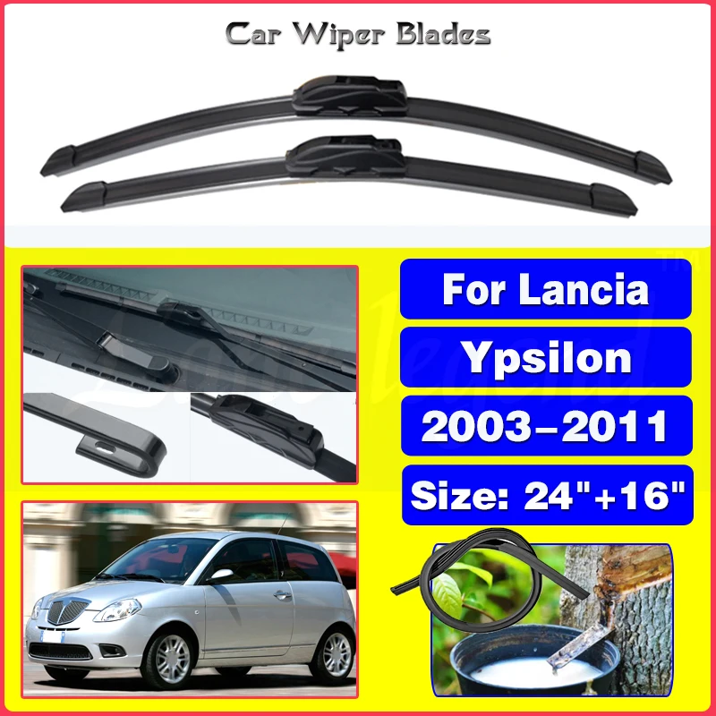 Car Wiper Blades For Lancia Ypsilon 2003 - 2011 Front Window Windscreen Windshield Car Accessories 2007 2008 2009 2010 24