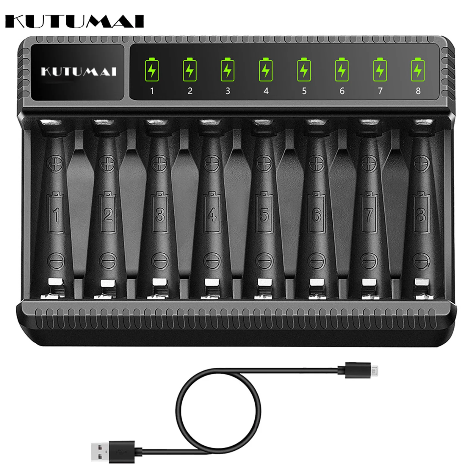 

8 Way 1.2V AA AAA Battery Charger with LED Light Fast Charging for Ni-MH Ni-Cd Rechargeable Batteries (Batteries Not Included)