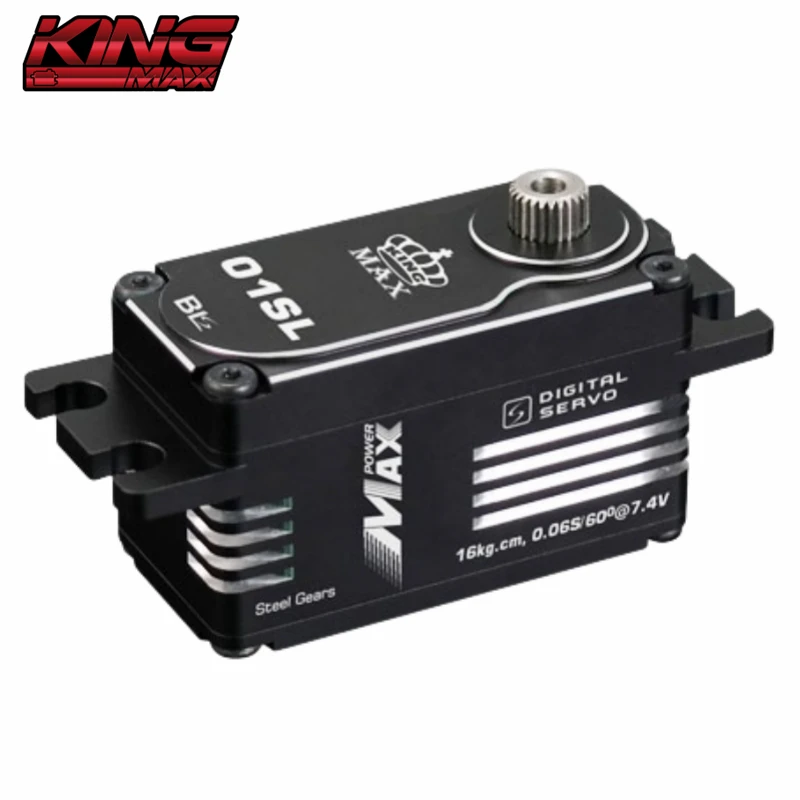 

KINGMAX BLS01SL 56g 16kg.cm@7.4V Waterproof Steel Gear Brushless Standard Low Profile Servo for 1/8 1/10 Electric Flat Running