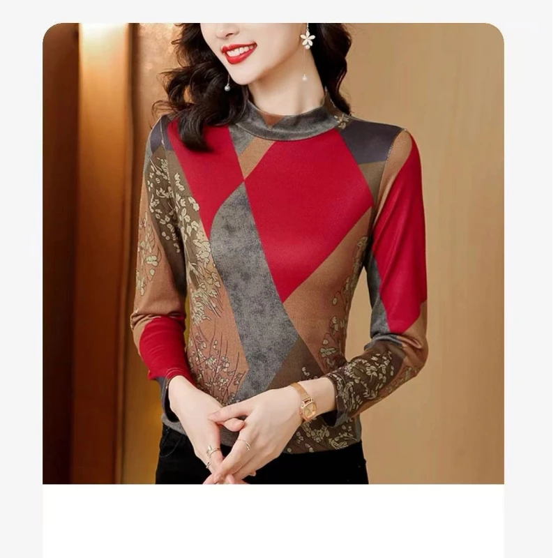

Spring Autumn New Long Sleeve Print Plus Size Vintage Tops O-neck Loose Harajuku All-match T Shirts Fashion Casual Women Clothes