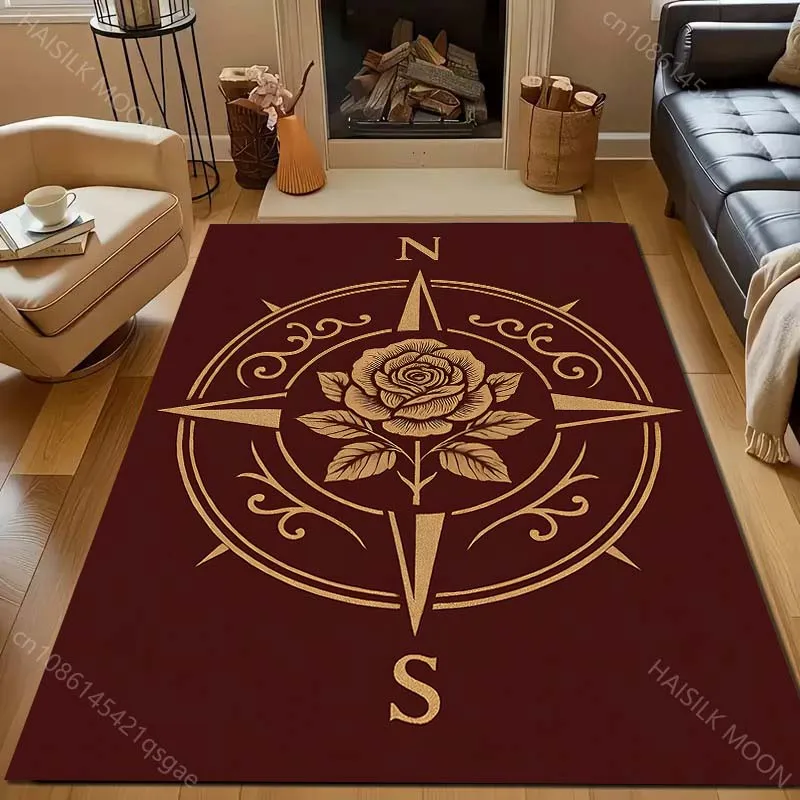 Multiple sizes Compass rose design Carpet for Living Room Bedroom Sofa Home Decor Rus Non-slip Floor Mat Luxury Gift