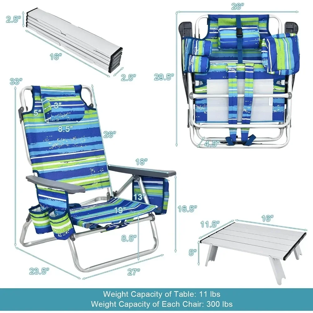 Towel Bar & Side Pockets Camp Chair Beach Chairs Tourist Folding Chair Sunbath Sling Tanning Lounge Cooler Bag Cup Holder