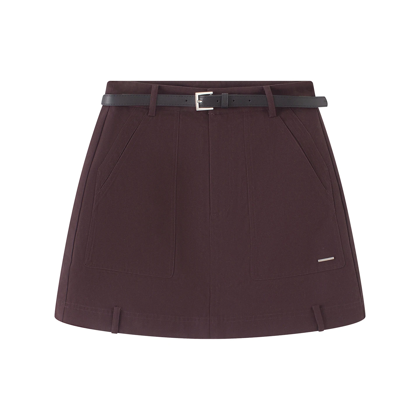 

Модная юбка трапециевидной формы с высокой талией и чехлом на поясе. Женская юбка на бедрах. Брюки. Повседневная юбка из смеси хлопка из полиэстера.