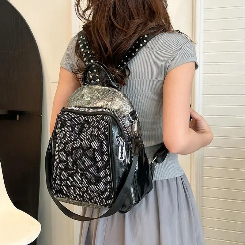 

Модный кожаный женский рюкзак, большой вместимости, многофункциональный, износостойкий, для переноски через плечо, студенческий рюкзак для отдыха