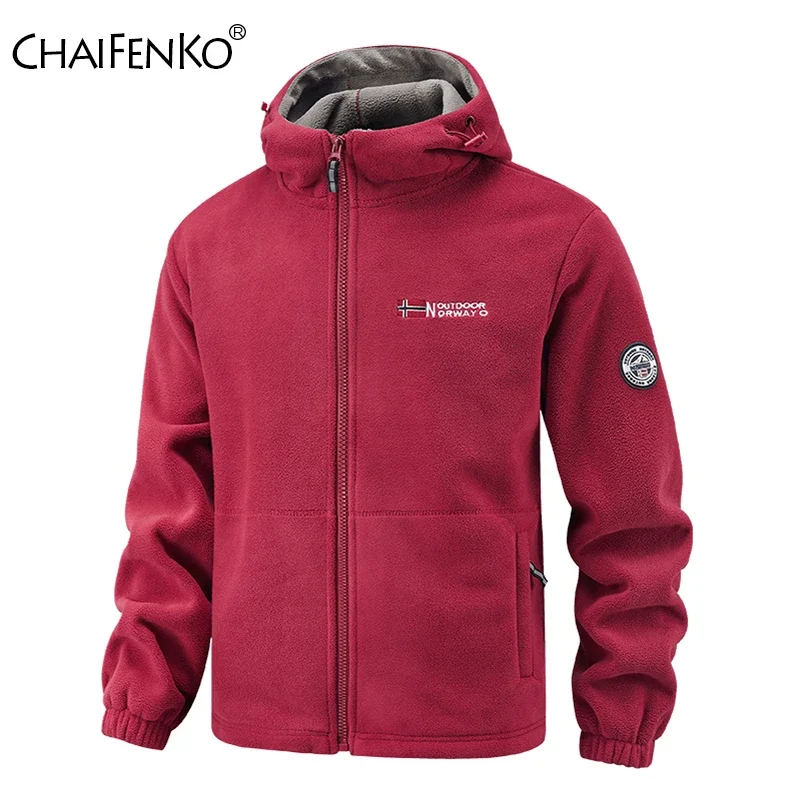 New Fashion Solid Hooded Men Jacket Winter Comfort Versatile Fleece Tops Outdoors Casual Motion Elasticity Coats Men