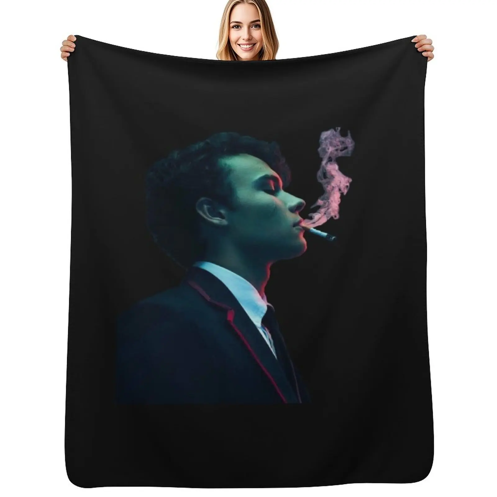 Marcus Black Background Throw Blanket Flannel Fabric Tourist Sofa Camping Thermal Kid'S Blankets