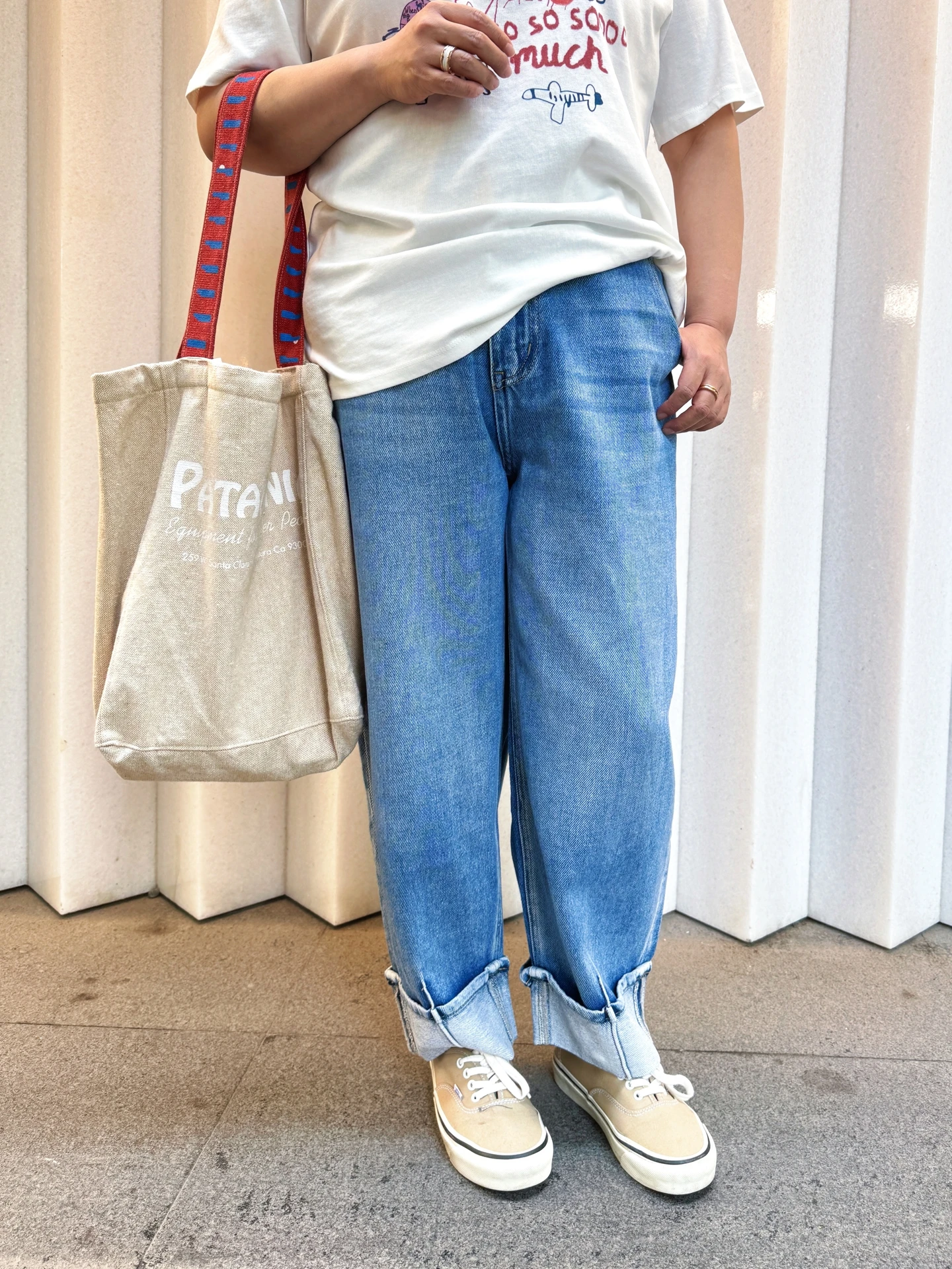 

Rose Sister High Waist Distressed Light Blue Dad Jeans Cuffed Design Spring Fashion Ladies Standard Fit Micro Stretch Denim