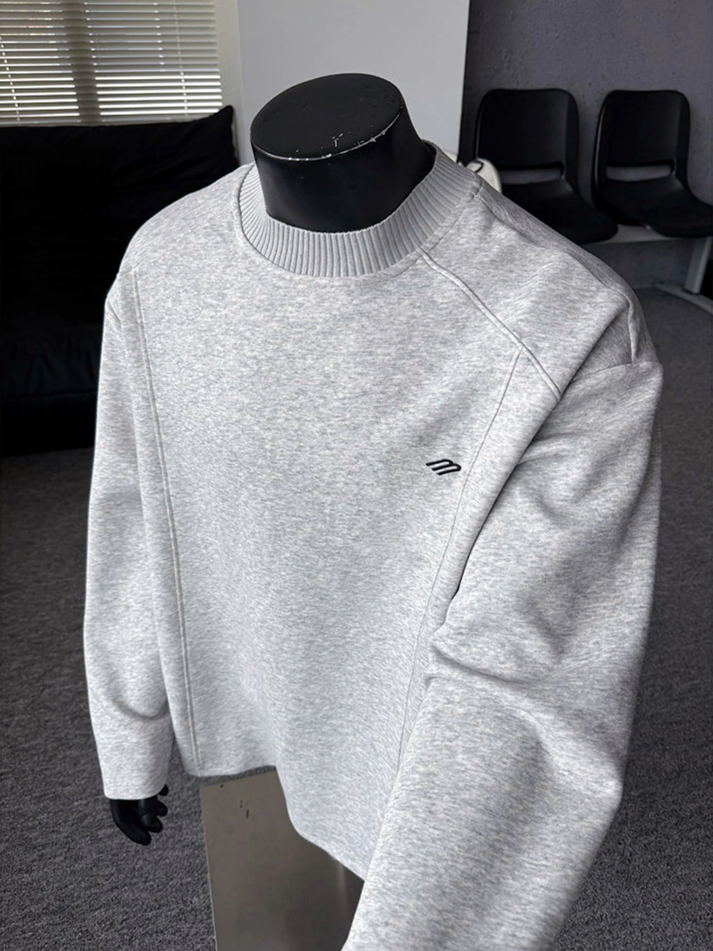 

Men's Long Sve Hoodie Small Collar ey Stripe Autumnal American High Street oulder Length T-irt Loose Fit Base irt