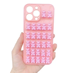 Coloured 3D Cute little bear resin gummies Case For iPhone 15 14 13 12 11 Pro Max XS XR 7 8Plus SE Luxury Phone Cover