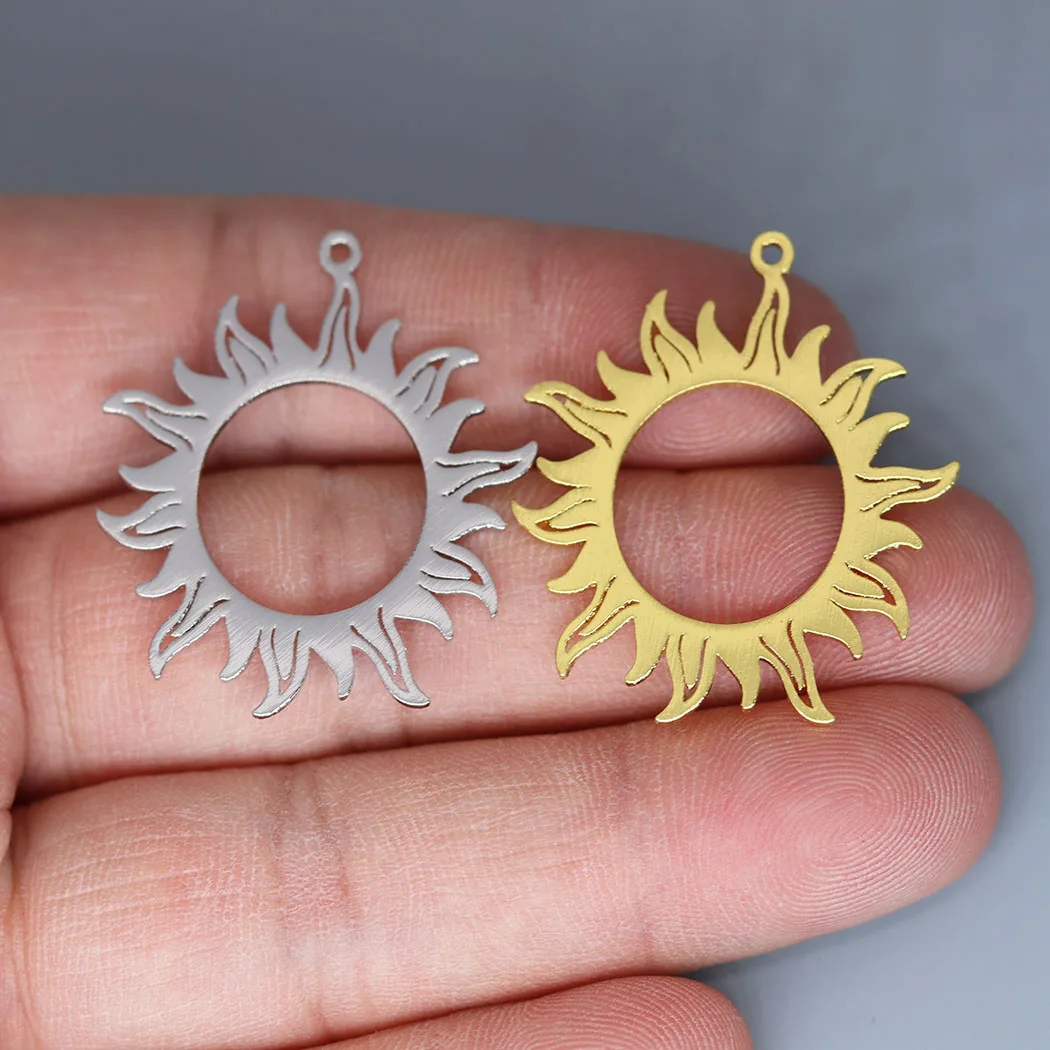 5pcs/lot Sun Face Tribal Charm Pendant For Necklace Bracelets Jewelry Crafts Making Findings Handmade Stainless Steel Charm