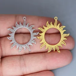 5pcs/lot Sun Face Tribal Charm Pendant For Necklace Bracelets Jewelry Crafts Making Findings Handmade Stainless Steel Charm