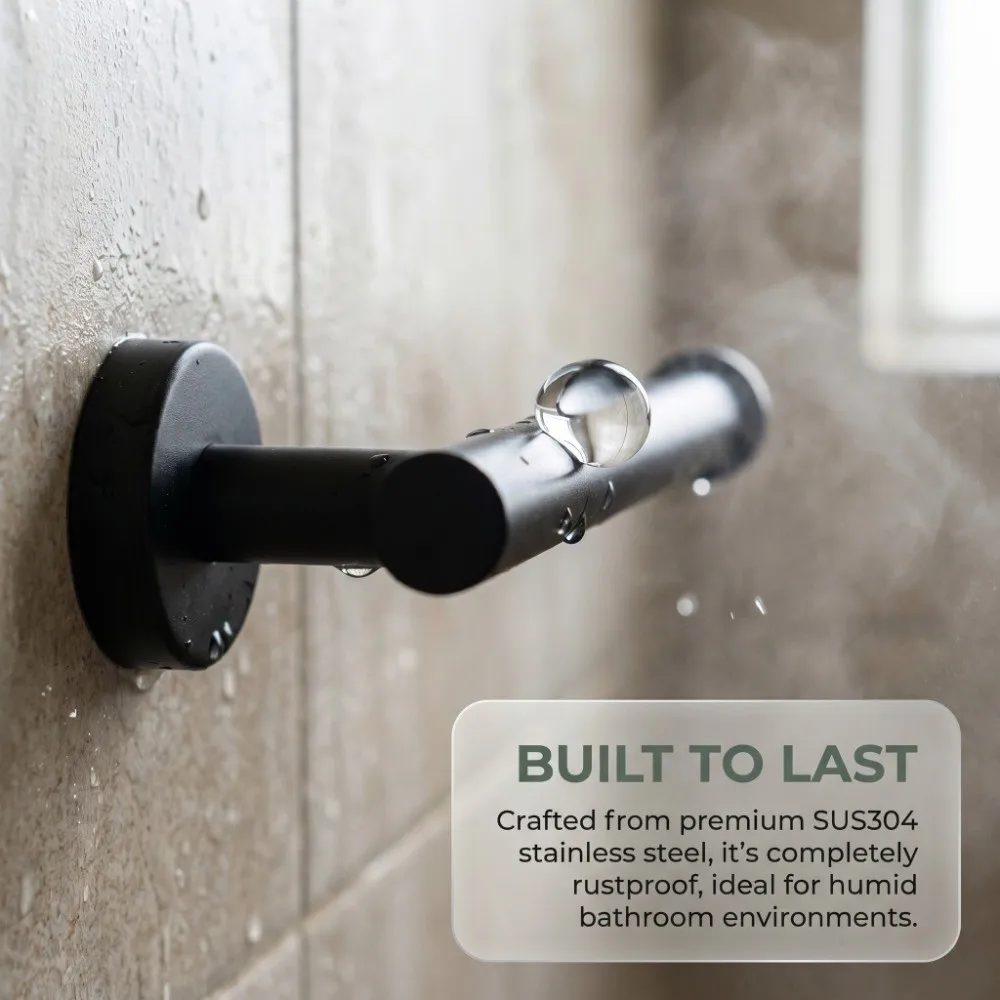 Stainless Steel Paper Towel Holder Black Cylindrical Tissue Roll Hanger Practical Wall Mounted Toilet Paper Holder