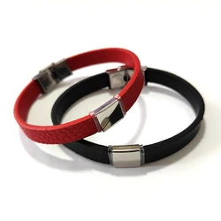 Bracelets en cuir avec texte personnalisé pour hommes et femmes, bracelet en acier inoxydable, logo gravé, nom, personnalisé, vente en gros