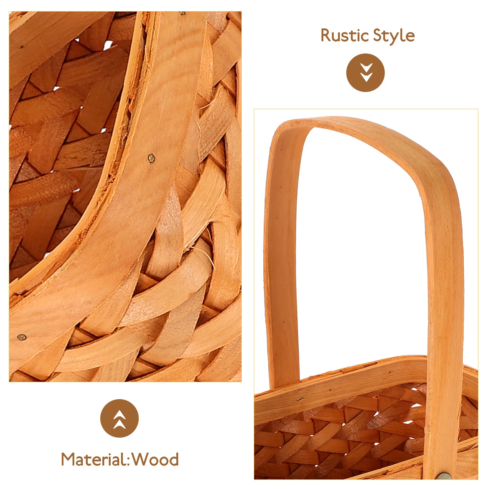 

Rustic Mini Storage Basket Woven Flower Arrangement Basket Portable Picnic Grocery Tote for Camping Outdoor Activities