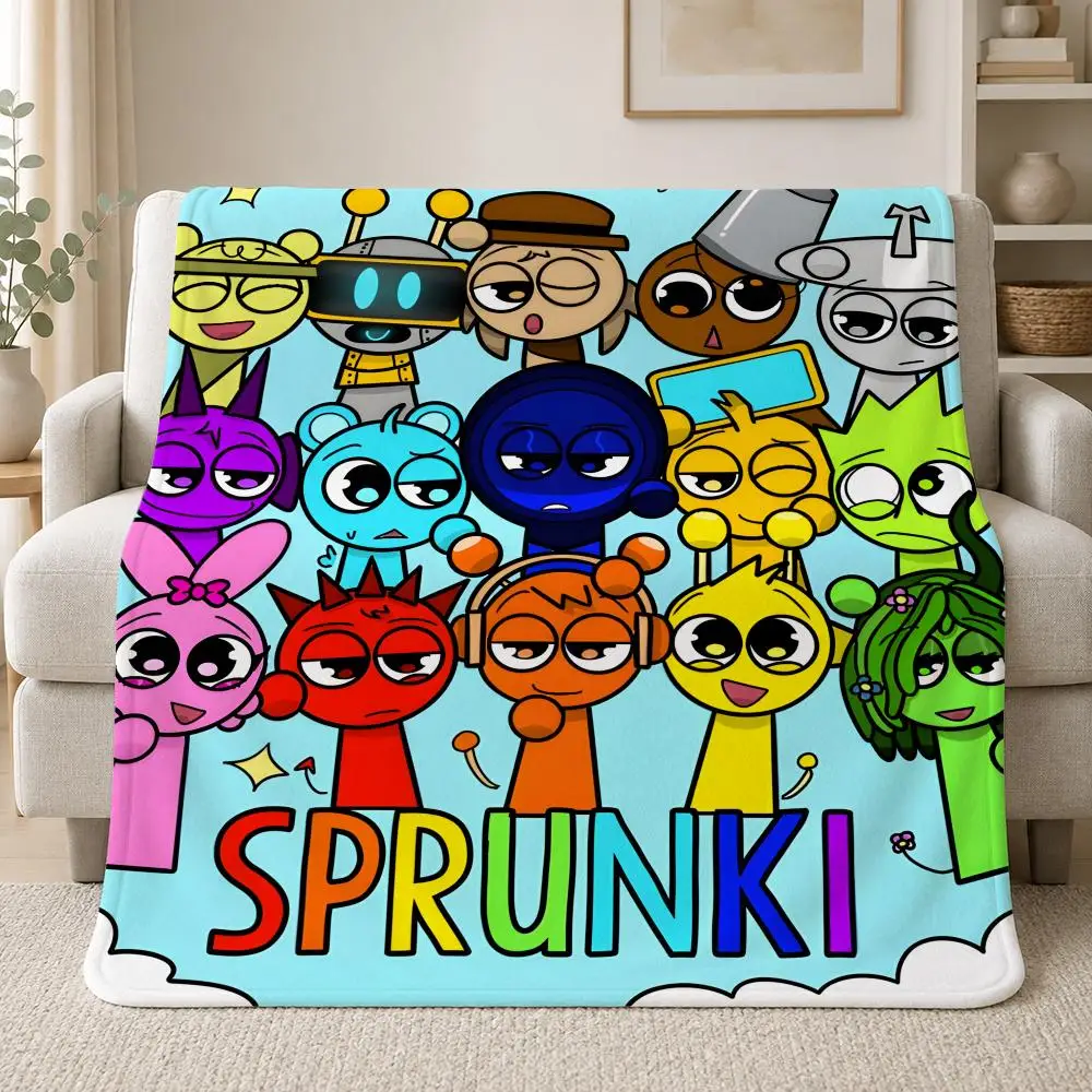 Funny Music Game Sprunki Throw Soft Plush Flannel Throw Blanket Sofa Bed Travel Home Decor