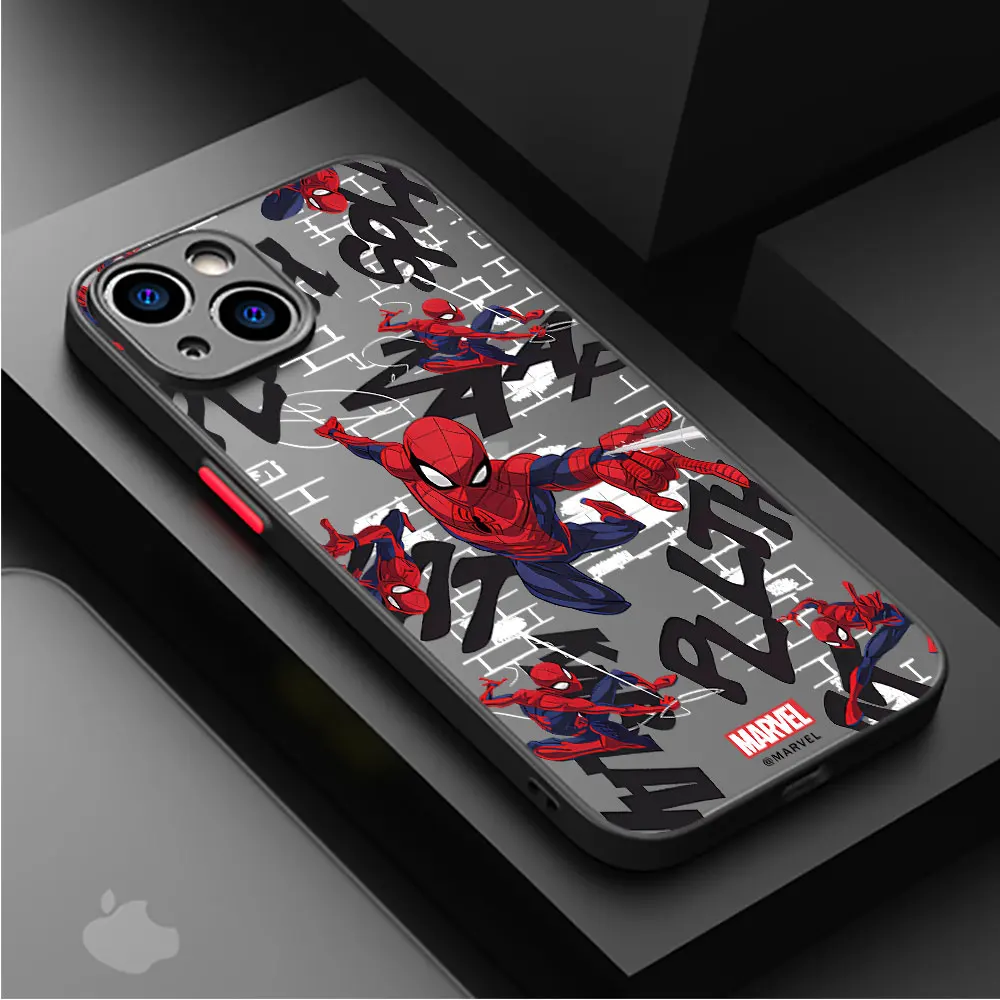 Coque de téléphone Marvel Spider Man pour Apple iPhone, 15, SE, 7, 6S, Plus, XS, X, Poly, 13 Pro, Max, 12, Mini, 8, 14 Plus, 11, 13, Soft Funda Cover