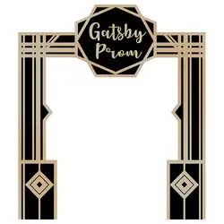 Great Gatsby 30th 40th 50th Birthday Party Prom Club Decor Banner Backdrop 20s 1920s Black Gold Photography Background Customize