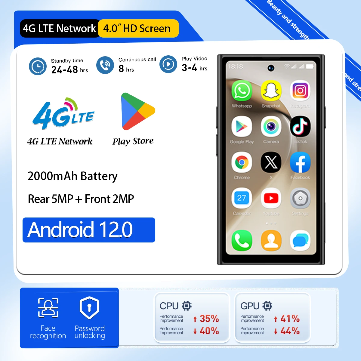 ONEMYTH S26 Pro | 4.0-inch Android smartphone | 4G dual SIM | Essential for children/students | 3+64GB mini phone gift
