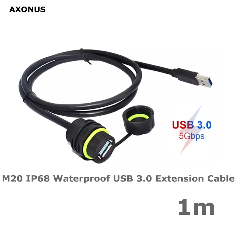 cabo-usb-30-macho-para-femea-com-montagem-em-painel-ip68-5gbps-cabo-adaptador-usb-a-prova-d'Agua-para-uso-externo-1m