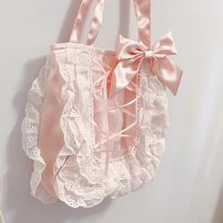 Kawaii 2024 New Sweet Cute Lace Handbag borse a tracolla in tela monospalla alla e versatili