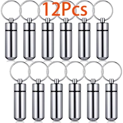 12Pcs Mini Pill Box Keychain Waterproof Aluminum Geocaching Container Tube for Outdoor Camping Travel