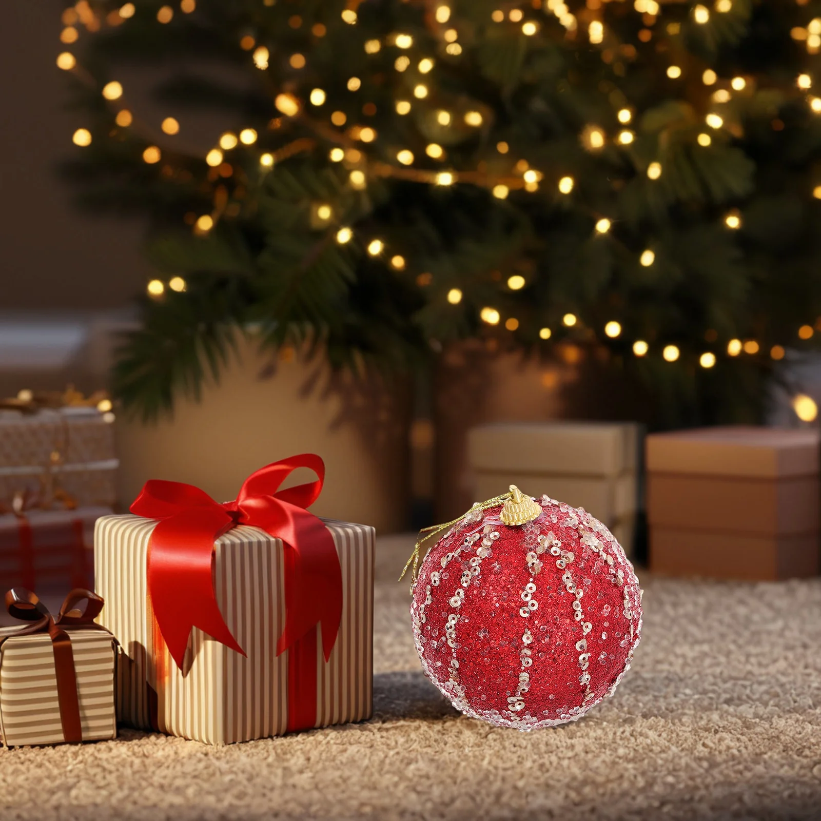 

4Pcs Christmas Balls Foam Hanging Tree Ornaments Lightweight Xmas Ball Decoration for Home Christmas Tree Balls