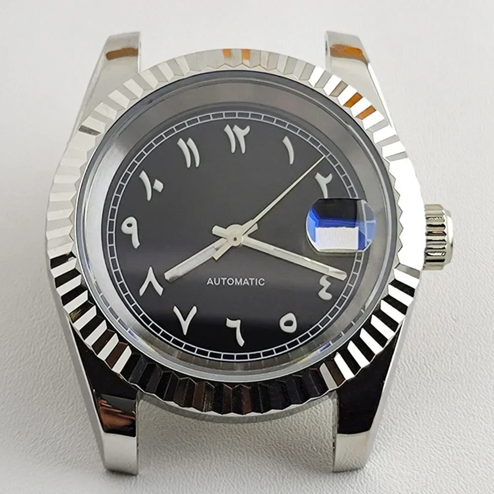 NH35 Case Arab NH35 Dial Green Luminous Dial Sapphire Stainless Steel Case Transparent Case Back for NH35/NH36 Movement NEW DIY