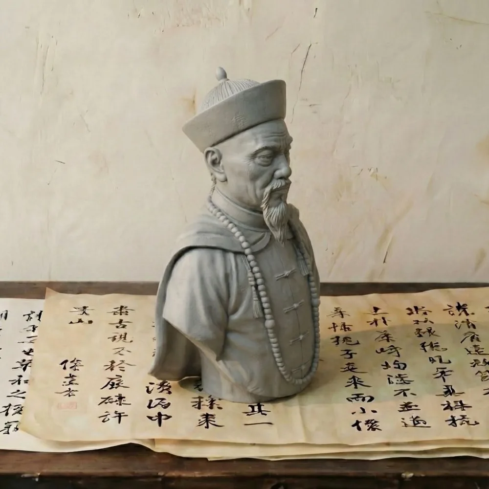 Lin Zexu 1/6 Scale Statue Bust Model 3D Printed DIY Coloring Figurine Miniature Decoration Ornament Craft Gift