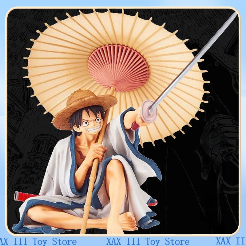 Anime One Piece Figure Holding Umbrella Luffy Sitting Posture Top Decisive Battle Boxed Model Pvc Action Figurine Kids Toys