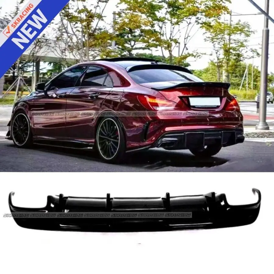 For Benz W117 C117 CLA250 CLA45 AMG 2013-2019 Gloss Black Rear Bumper Diffuser Lip Car Accessories Body Kit