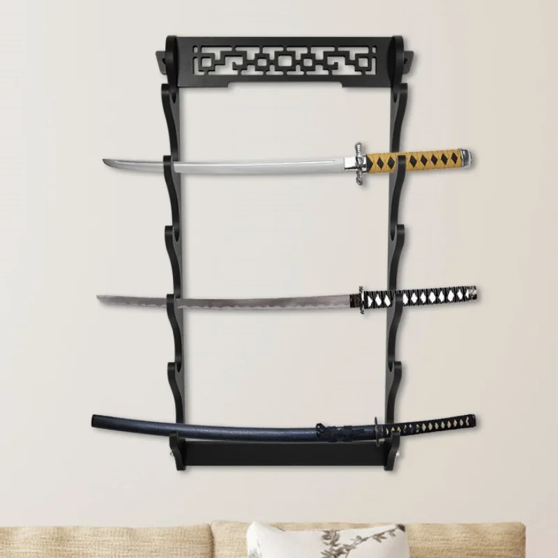 Estante de almacenamiento Katana de 8 capas, soporte de pared, soporte de espada samurái de sable de madera, estante de exhibición, organizador Katana japonés Real