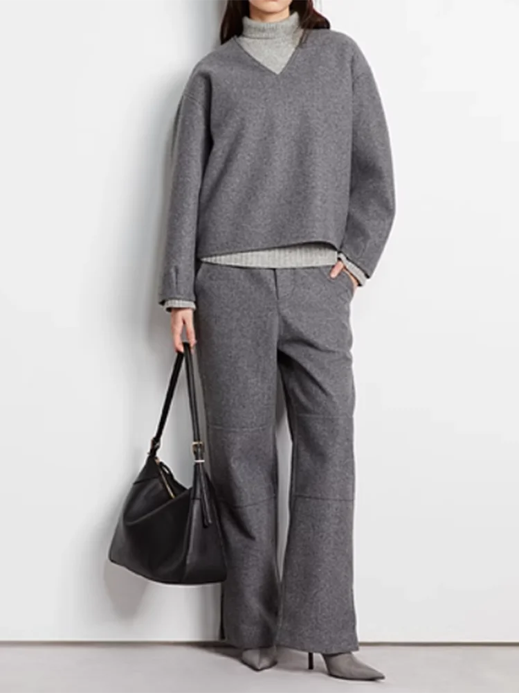 Lente nieuwe collectie dames Faion Sweatshirt V-Ne Fce hoodie en wijde pijpen broek lange Sve lange broek set