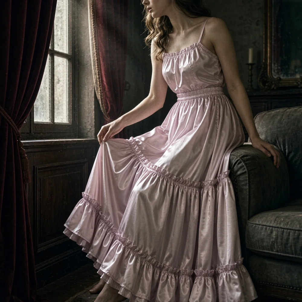 Spaghetti Strap Sweetheart Prom Gown Elegant Pink Satin A-Line Tea Length Lace Women High Quality Party Formal Dress