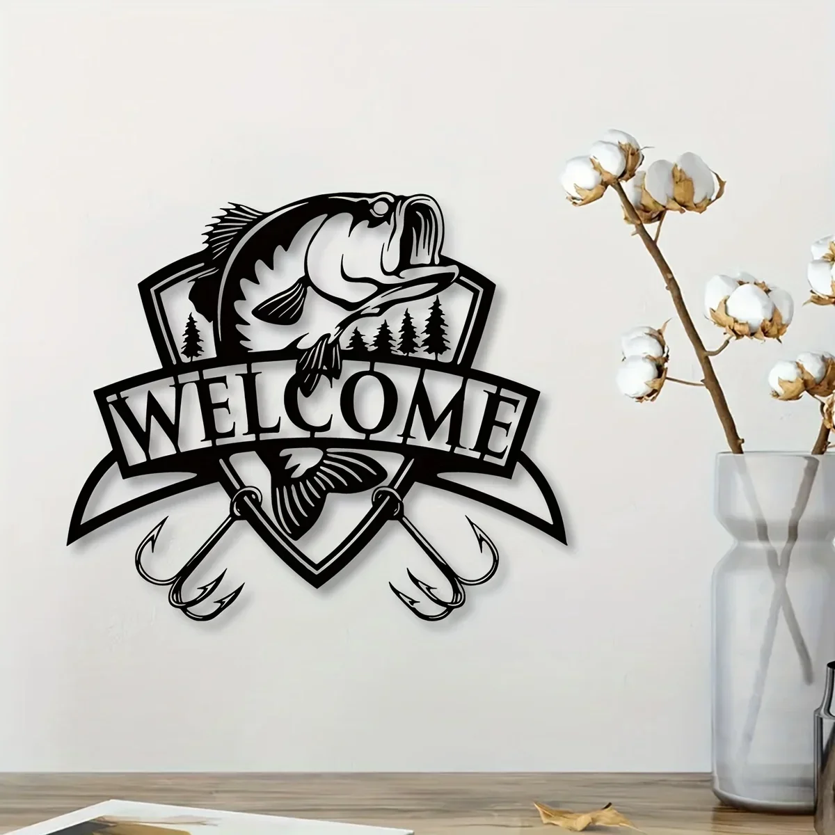 Fishing Metal Sign, Welcome Sign, Bass Fishing Metal, Fish Metal Sign, Bass Fishing Art, Fisherman Gift,Iron Art,Wall decoration