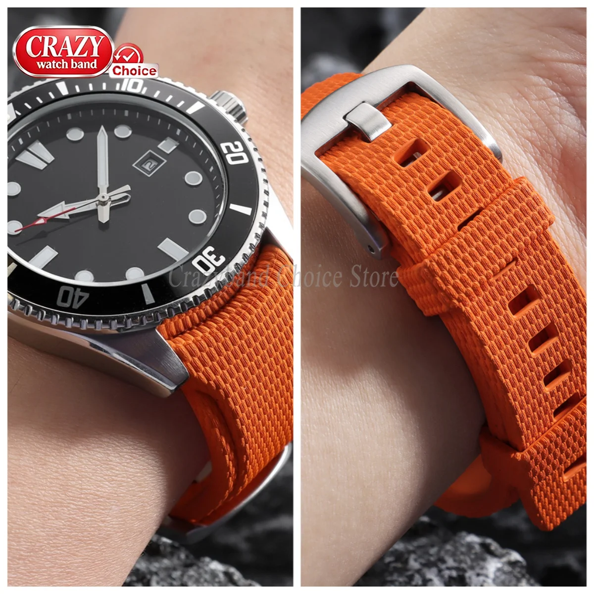 20/21/22mm FKM Rubber Straps Quick Release Universal Sport Bracelet Waterproof Brown Watch Band for Longines for Omega for Seiko view 4