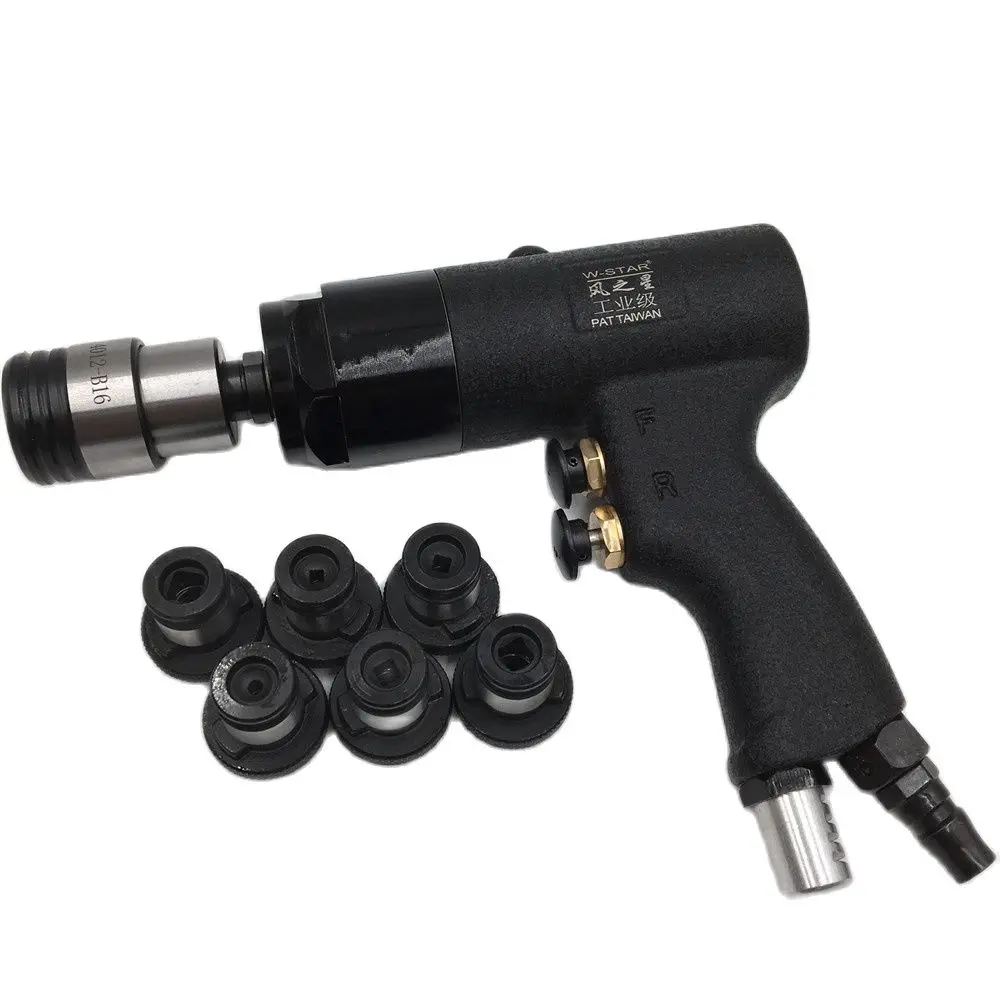 200rpm 400rpm Pneumatic Tapping Machine Portable Air Drill Tapper Tool Handheld + 6pc M3/M4/M5/(M6-8)/M10/M12 Chuck Set