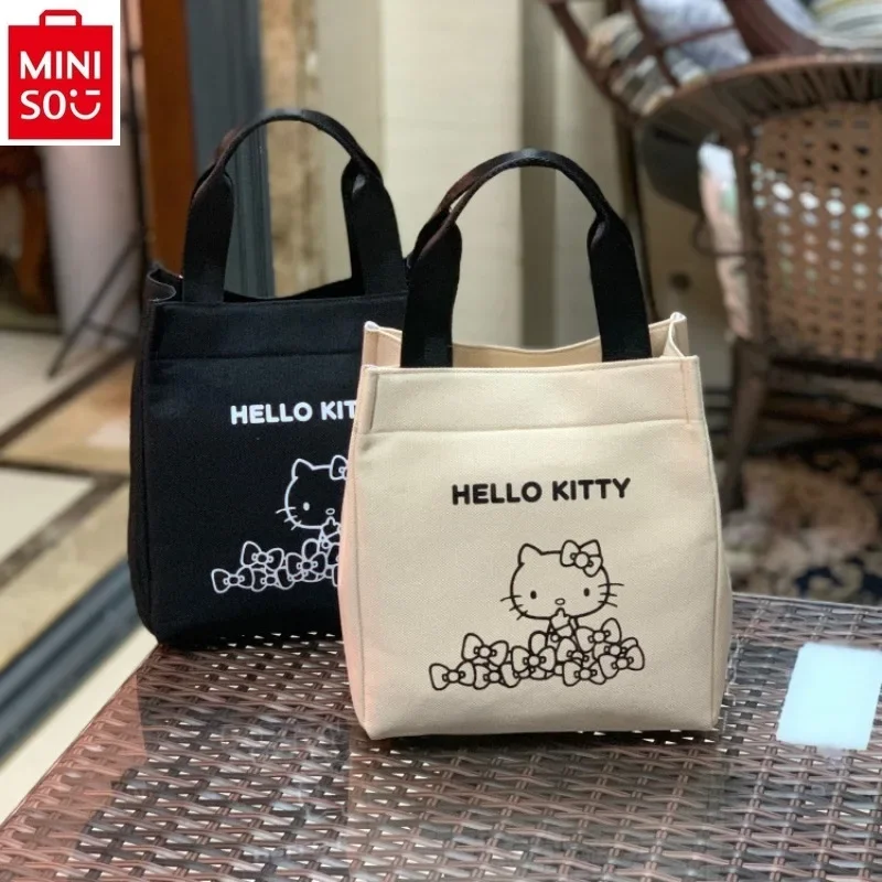 MINISO Sanrio Hello Kitty Fashion Women's High Quality Canvas Multi functional Large Capacity Storage Handbag